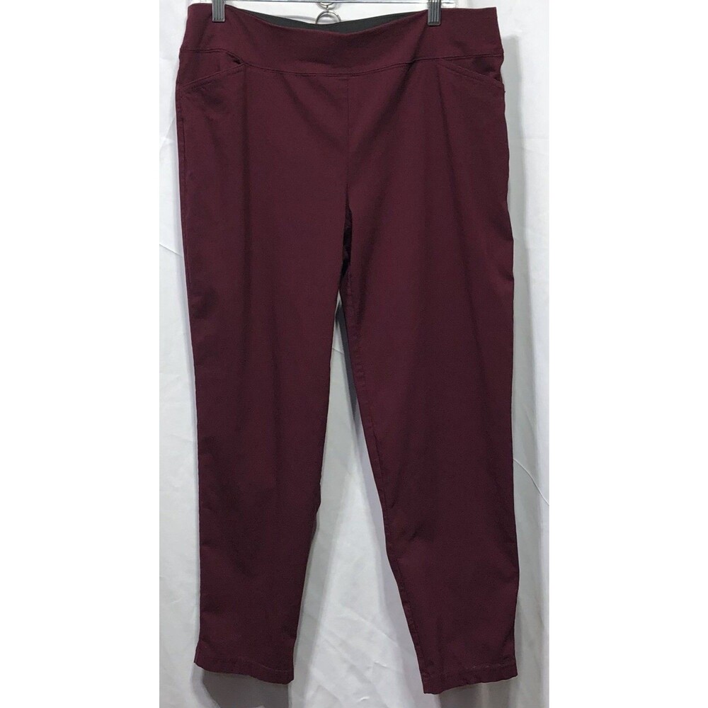 George Pants Slacks 16W Burgundy Red Stretch Tapered leg Pockets 34”W 28IN